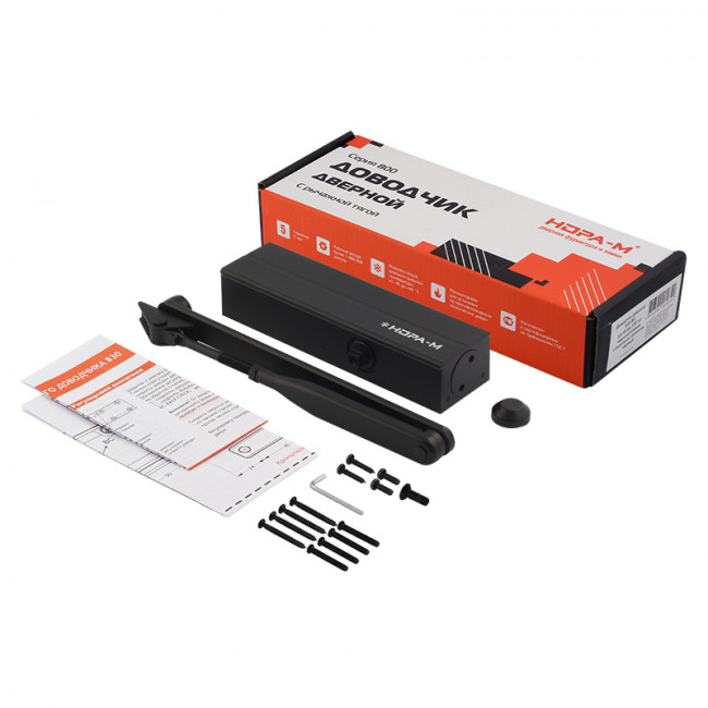 Дверной доводчик с ветровым тормозом 830 BC черный Дверной доводчик с ветровым тормозом 830 BC черный