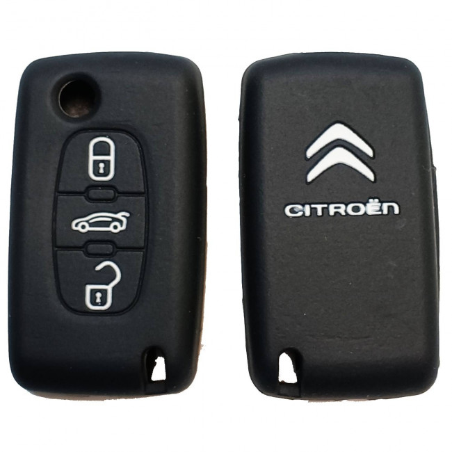 Чехол силиконовый выкидного ключа CITROEN 3 кнопки (с лого)